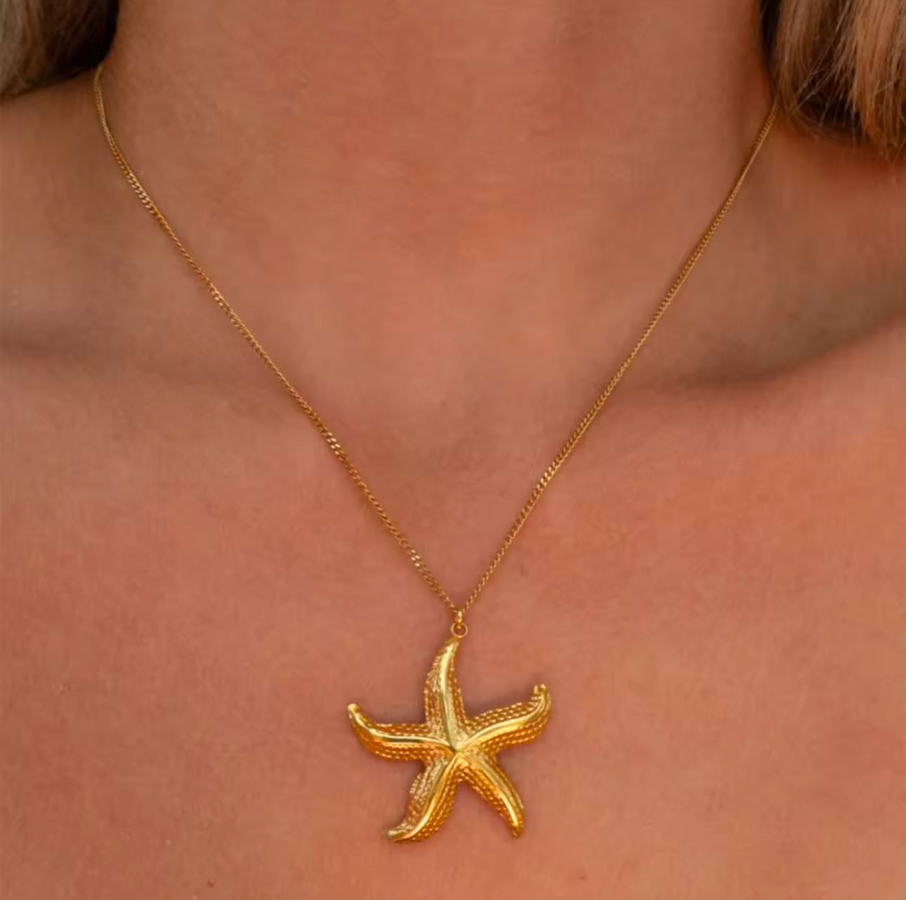 Chunky Large Starfish Pendant Necklace