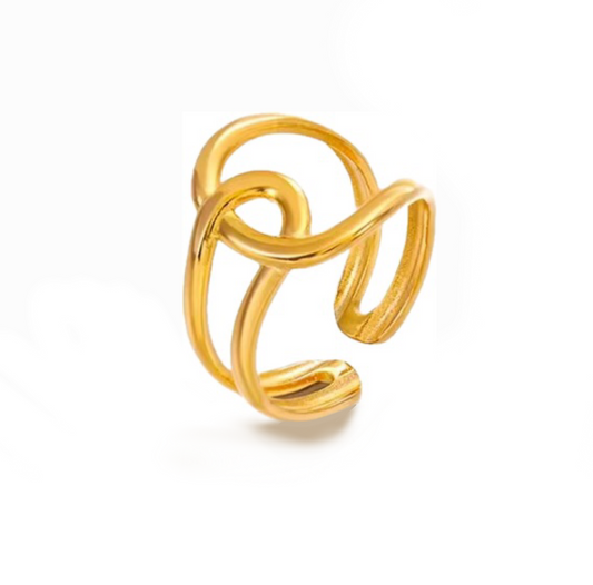 Gold Cuff Lock Adjustable Ring