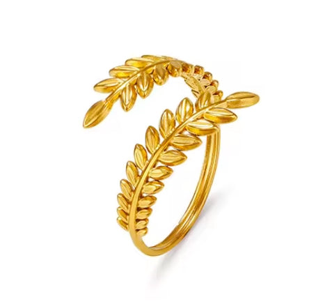 Gold Leaf Curved Adjustable Ring
