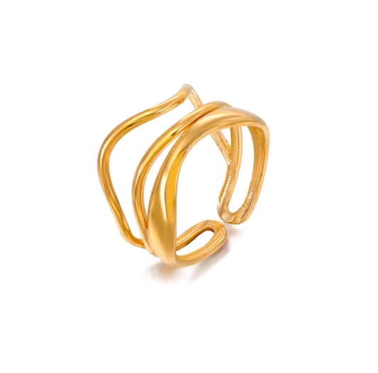 Gold Wavey Adjustable Ring