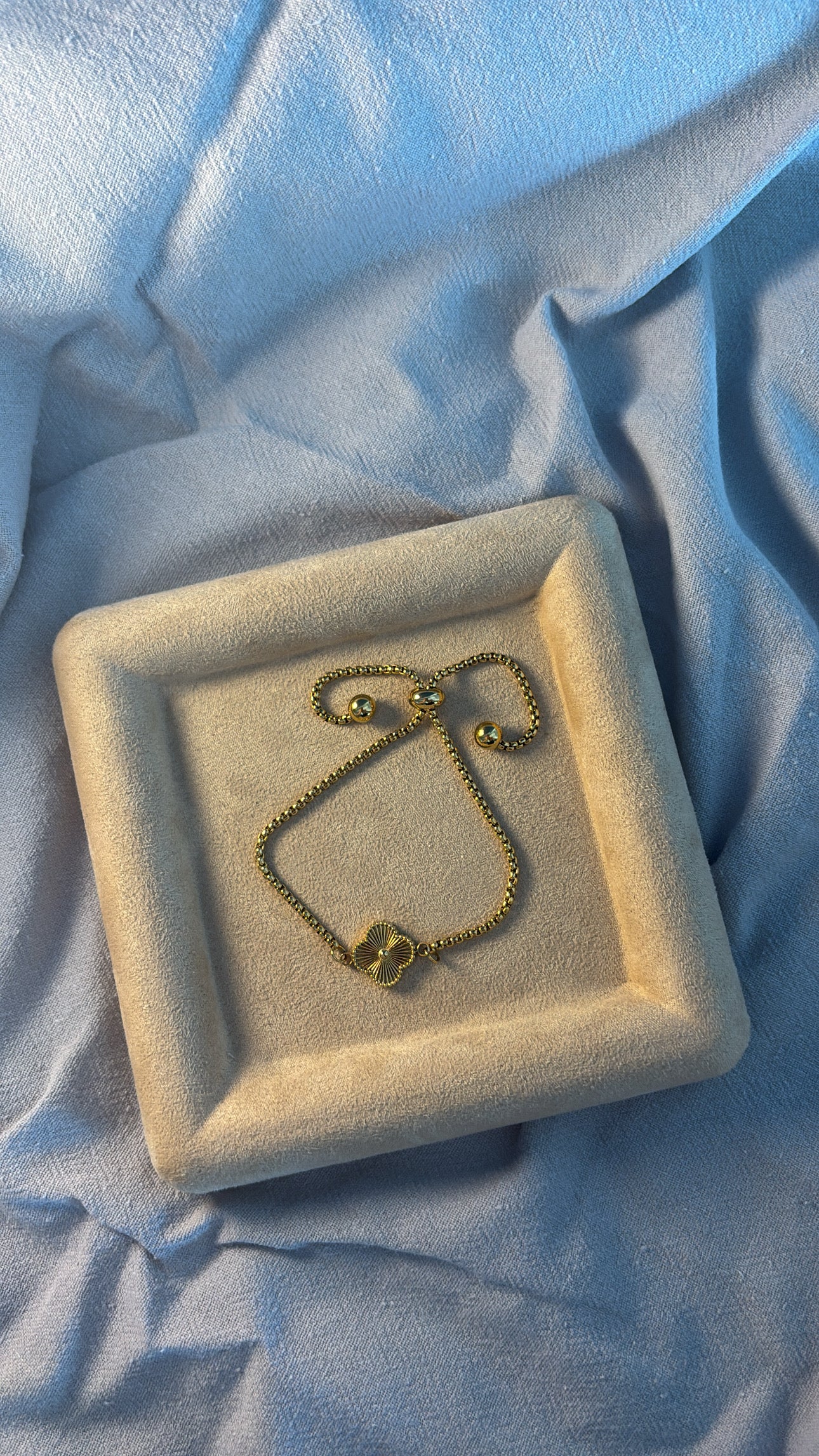 Initial Four Leaf Clover Adjustable Bracelet