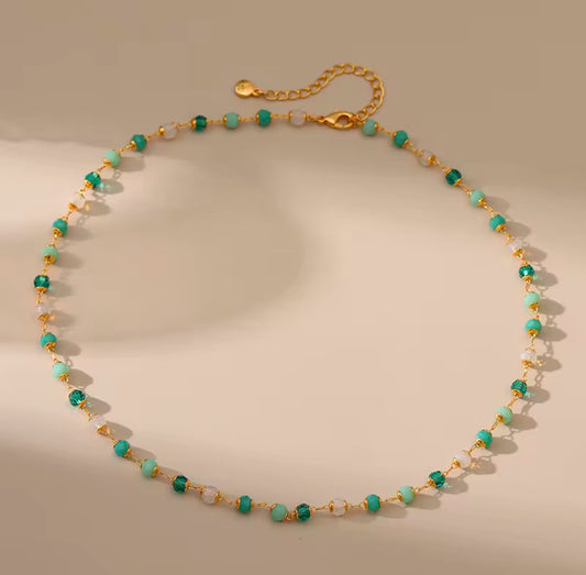 Green Crystal Beaded Necklace